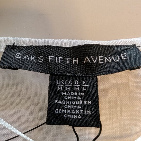 SAKS FIFTH AVENUE Linen Blend top blouse shirt SIZE M Squareneck Exclusivity NWT - Picture 11 of 13